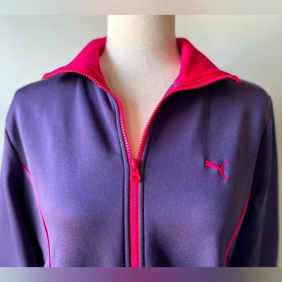 Puma | Zip-Up Track Jacket | Purple with Pink Trim | Large - Picture 4 of 4